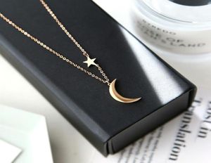 Pendant Necklaces Fashion Gold Silver Color Moon Star Clavicle Chain Engagement Jewelry Women Classic Stainless Steel Necklace Gif7277872