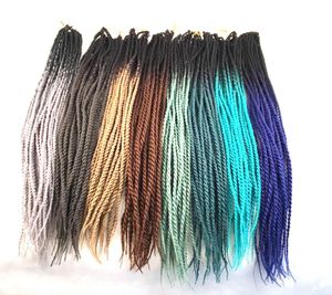 Szydełka warkocz Senegalskie włosy Ombre dwa kolor 24 -calowe syntetyczne warkocze luzem przedłużanie włosów spersonalizowane Color7020824