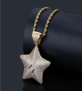 Мужчины Женщины 3D Super Star Bling Bling Подвесная подвесная подвесная подвеска Micro Pave Iced Out Cubic Circonia Подвесное ожерелье хип -хоп украшения с подарочной коробкой124198672574