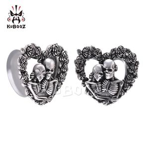 Kubooz in acciaio inossidabile cranio tappi per le orecchie a forma di cuore rosa tunnel corpulenti per piercing per le barelle espansori 825mm 8347106