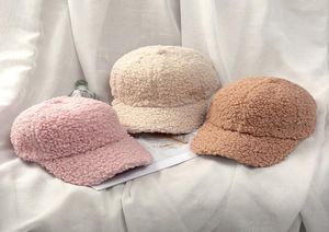 Czapki kulkowe zimowy kapelusz baseballowy dla kobiet wełna zagęszcza ciepła elegancka czapka solidny wzór zwierząt sztuczny fur