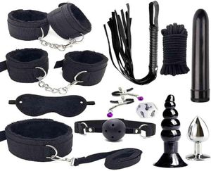 Vuxen sängspel set säkra kvinnor män bekväm bondage romantik bdsm cosplay leksakssats vibrator ögonbindel flogger pisk 2107226413567