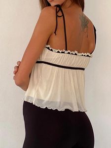 Women's Tanks Women S Spaghetti Strap Camisoles Sexy Backless Flower Bow Pleated Going Out Tops Summer Tie Shoulder Tank