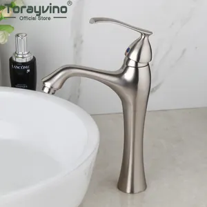 Bathroom Sink Faucets Torayvino Brushed Nickel Faucet Basin Deck Mount Washbasin Single Hnadle And Cold Bathtub Water