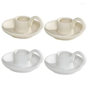 Candle Holders 2Pcs Holder Desktops Decors Ceramic Stand With Handle Wedding Gift