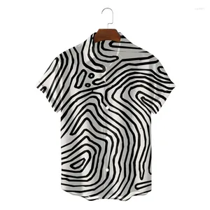 Мужские повседневные рубашки Hawaii Stripe Leopard Print Mens Blouse Blouse Blouse Праздничная вечеринка негабаритная рубашка для мужской одежды Harajuku Camisa