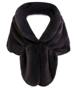 Szaliki Women Faux Fur Cllar Shawl Scalf Wrap Evening Party Cape Kredyt na pannę młodą i druhną zimowy płaszcz 6956526