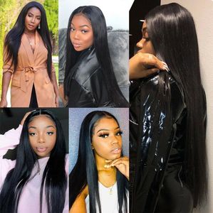 HD Transparent Lace Wigs Pre Plucked Brazilian Straight Lace Front Human Hair Wigs For Black Women Remy 180 Density8767813