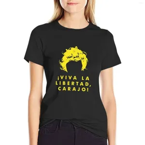 Kvinnors polos viva libertad gul milei t-shirt blus tees kvinnor grafik t skjortor