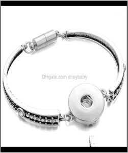 Charm Jewelry 18Mm Snap Buttons Bracelet Whole Flowers Carved Vintage Magnetic Bracelets For Women Men Ptu7R4014611