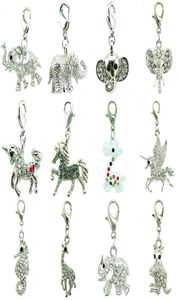 12pcslot mistura strass branco elefante elefantes pingentes de animais de animais com fecho de lagosta DIY para acessórios para fazer jóias6380091