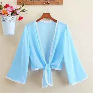 Women's Knits 2024 Women Korean Spring Summer Sun Protection Clothing Cardigan Ladies Shawl Female Long Sleeve Thin Coat Jacket Shrug