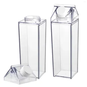 Water Bottles Kettle Transparent Drink Juice Container Square Camping Milk Clear Travel
