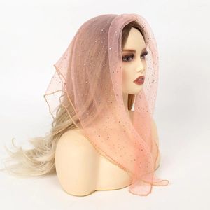 Ethnic Clothing Muslim 80 80cm Foulard Femme Bandana Bufandas Women Ladies Hijab Sequin Lace Veil Tulle Scarf Shawl Sheer Mesh Headscarf