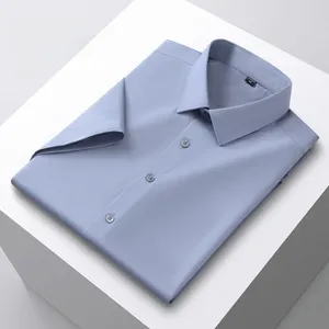 Erkekler Sıradan Gömlekler Hight Qulity Mulberry İpek Modalshort Sleeve Erkekler İçin İnce Uygun Fit Resmi Gömlek Düz Renk Ofis Giysileri Ürünleri