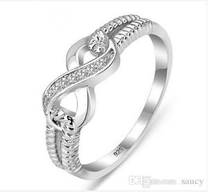 WholeGenuine 925 стерлинговых серебряных ювелирных ювелирных украшений кольца для женщин свадебная леди Infinity 35 Ring Size404794