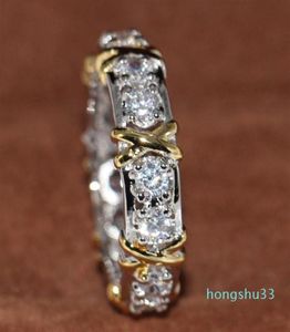 Whole Professional Eternity Diamonique Diamond 10KT WhiteYellow Gold Filled Wedding Band Cross Ring Size 511293Q6308870