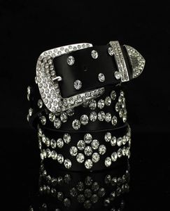 Mode lyxdesigner super glittrande diamant zirkon kristall läderbälte för kvinna 110 cm 36ft6349584