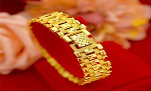 Luxury Fashion 24K Gold Bracelet for Men Anniversary Wide 18mm Watch Chain Bracelet Jewelry Men039s Assertive Coarse Bracelet G8158294