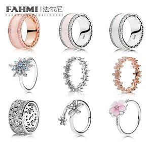 FAHMI New Style 925 Sterling Silver DIY Sparkling Sheets Rings With Clear CZ For Women Luxury Original Fine Gift Jewelry JZ0012984361