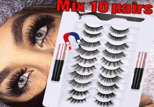 10Pairsset Setes Magnetic Syashs Eyeliner líquido Lashes magnéticos Tweezer Conjunto de cílios à prova d'água duradoura 2116T5045916