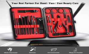 18pcs Pro Manicure Set Ferramentas de ferramentas Clipper para todas as extensões Kit de pedicure Kit Utilitário Tweezer Knife Nail Art Tools Kits2994379