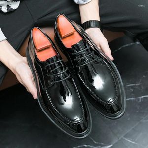 Casual Shoes Luxury Patent Leather Men's Fashion Business Glossy Dress Party Oxford Career Black Plus Size 46