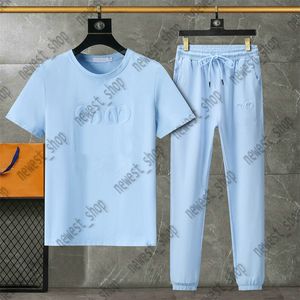 womens t-shirt pants tracksuits summer suits 2 piece sets tshirts designer luxury sportsuits cotton geometry black blue 3D letter jogger