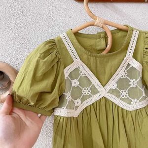 Set di abbigliamento set di vestiti per ragazze 2022 Summer Nuovo camicia in pizzo Pantaloni a gamba larga per bambini vestiti per ragazze abiti da moda 2 pezzi 3 4 5 6 7y