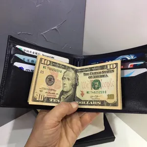 Herren Brieftasche USD Clip Kreditkartenhalter Cowide Designer Brieftasche Original Top -Qualität mit echtem Leder Portafoglio Business ID Portefeuille Brieftasche