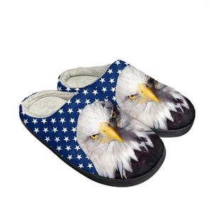 Terlik ABD bayrak Amerika Kırmızı Mavi Beyaz Sanat Ev Pamuk Özel Erkek Kadın Sandaletler Peluş Peluş Sıradan Sıcak Ayakkabılar Termal Sarpma