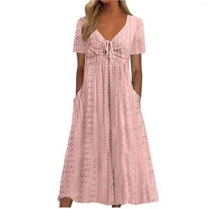 Lässige Kleider Frauen Sommer Sunddress modische lose fließende Midi-Kleides mit Taschen schlanker eleganter Partykleid Vestidos Largos