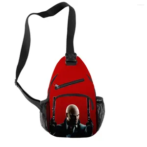 Midjeväskor Cartoon Novelty Cool Game Hitman Crossbody Chest Oxford Waterproof Boys/Girls Sports Travel 3D Print axel