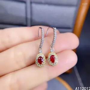 Orecchini a pennello Kjjeaxcmy Fine Jewelry 925 Sterling Silver Natural Ruby Girl Girl Giring Abbraico Test Test di supporto cinese