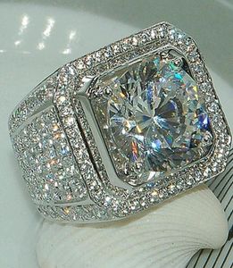 Całe pierścienie z bocznymi kamieniami dla mężczyzn Mikro Pave przystojni chłopcy Białe miedź ślub Pinketing zaręczynowy rozmiar 8134063054