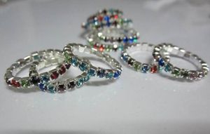 Rhinestone Toe Ring 12Colors Stones blandade blingbling Foot Jewelry3070356