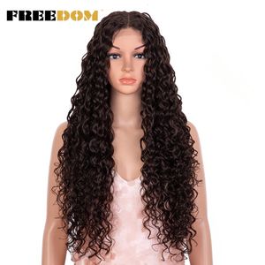 FREEDOM Synthetic Lace Front Wig Long Curly Wig 30 inch Ombre Blonde Ginger Lace Wigs For Black Women Cosplay Wigs 240423