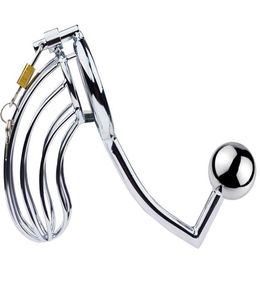 Dispositivo com pênis Ring Cock Cage Lock Restrind Anal Hook Butt Plug Prostate Massage Bondage para MEN3495812