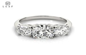 LESF 925 SREBRE SREBRY WOMEN039S Pierścień 3 Kamienie 2 s okrągłe sona symulowane diamentowe pierścionki zaręczynowe 5287943