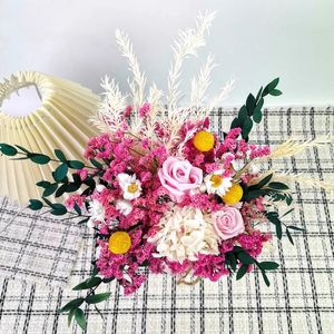 Decorative Flowers Dried Rose Bouquet Natural Lover Crystal Grass Eucalyptus Leaves Wedding Floral Arrangements Home Decoration Room Decor