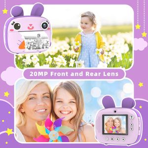 20MP Instant Printing Digital Camera for Kids Girls Boys, Waterproof Mini Selfie Camera med Inkless Paper