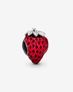 100 925 Sterling Silver Strawberry Fruit Charms تناسب سوار السحر الأوروبي الأصلي أزياء النساء مشاركة الزفاف Jewe6383278