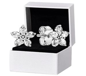 NEW Sparkling Snowflake Stud Earrings 925 Sterling Silver Original box set for CZ crystal Womens Party Gift Earring5330648