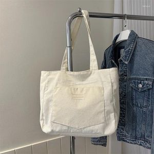 Bolsas de ombro Cordoy Tote Bag para mulheres compras causais à prova d'água Bolsas de grande capacidade Viagens de trabalho escolar 2024