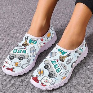 Casual Shoes INSTANTARTS Trendy Ambulance Box Printing Lightweight Breathable Summer Soft Sole Walking