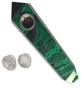 Tubo di fumo in quarzo in malachite verde tubo di bacchetta in pietra cristallina Tubi di sigari con 3 filtri in metallo per la salute fumo3604422