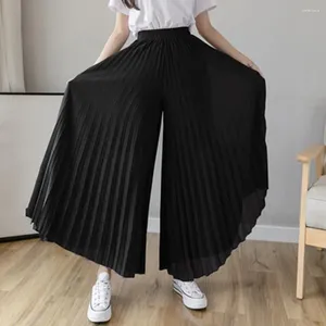 Calça feminina Mulheres pernas largas pernas plantas elegantes chiffon largo para calças de cintura alta solta