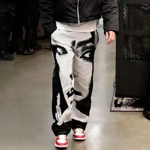 Casual American Mens Abstract Graffiti Basketball Trousers Mens Autumn And Winter Street Sports Sweatpants Straight Pants 240429 4