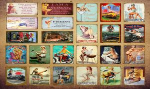 2021 American Pin Up Girl Lady Tin Sign Bedro Banheiro Wapostersll Decoração Pub Cafe Bar Party Wall Decor Vintage Poster Metal7868522