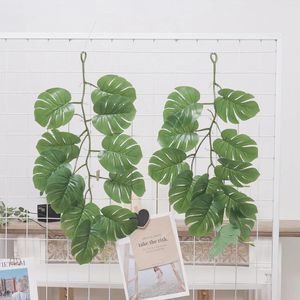 Decorative Flowers Artificial Vines Plants Leaf Outdoor Plastic Creeper Green Ivy Wall Hanging Long Branch For Home Garden Wedding Decor